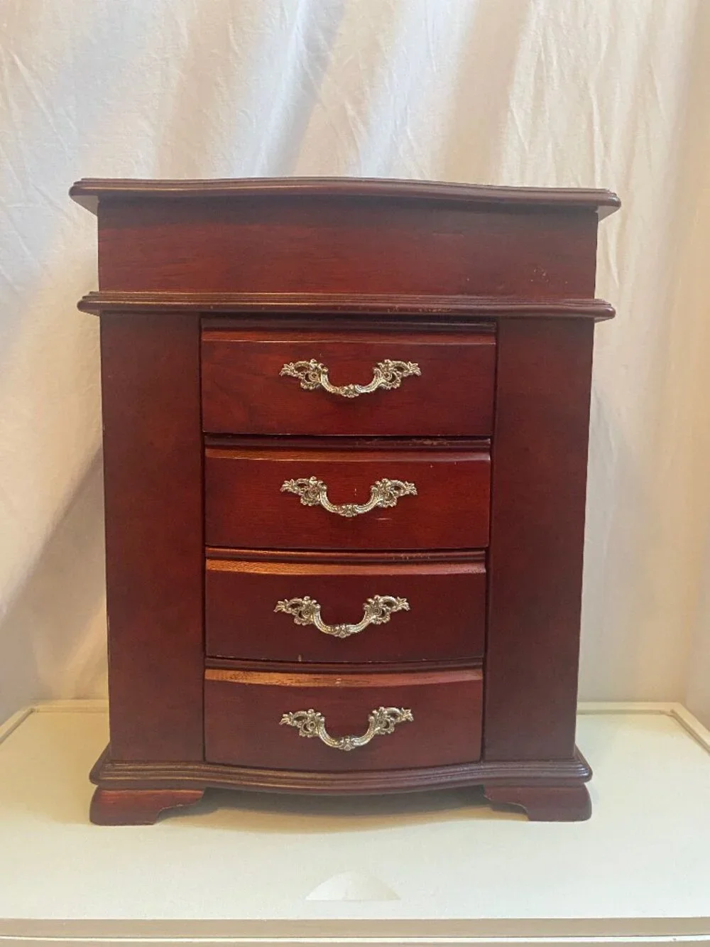 Vintage Croft & Barrow Wooden Jewelry Armoire JX2502 Mirror 4 Drawers